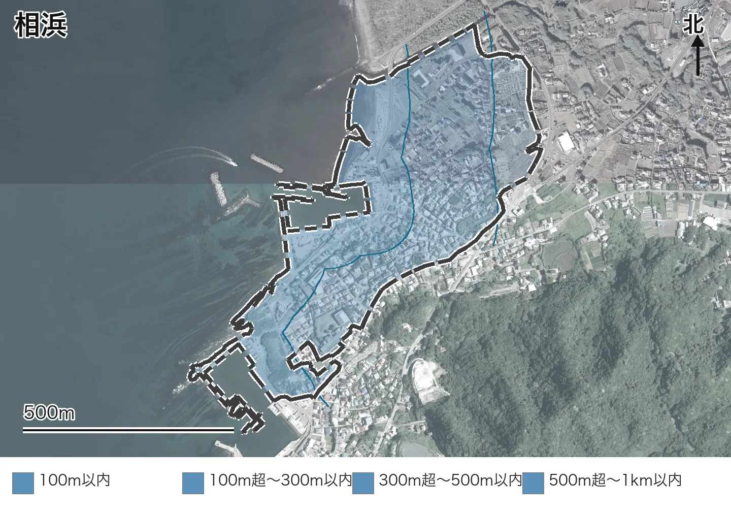 相浜の範囲と海からの距離帯