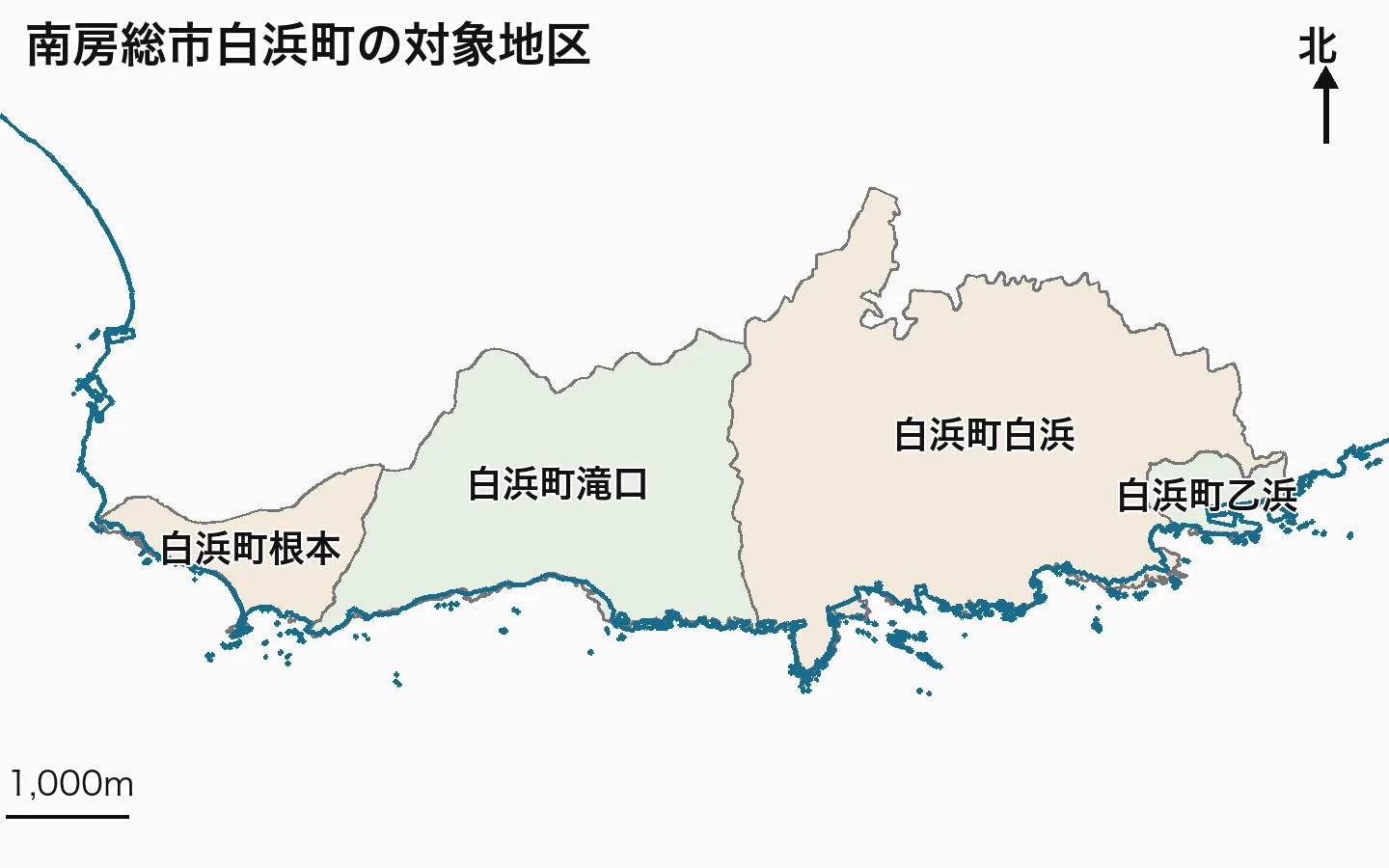 南房総市白浜町で4地区の位置